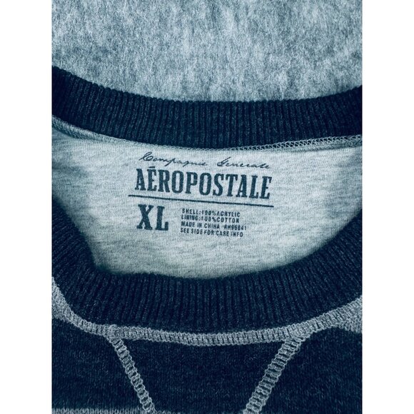 Aeropostale XL Mens Gray & Black Striped Long Sleeve Crewneck Sweater - Picture 3 of 6